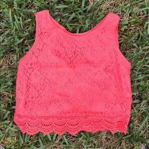 Lacy coral cropped top